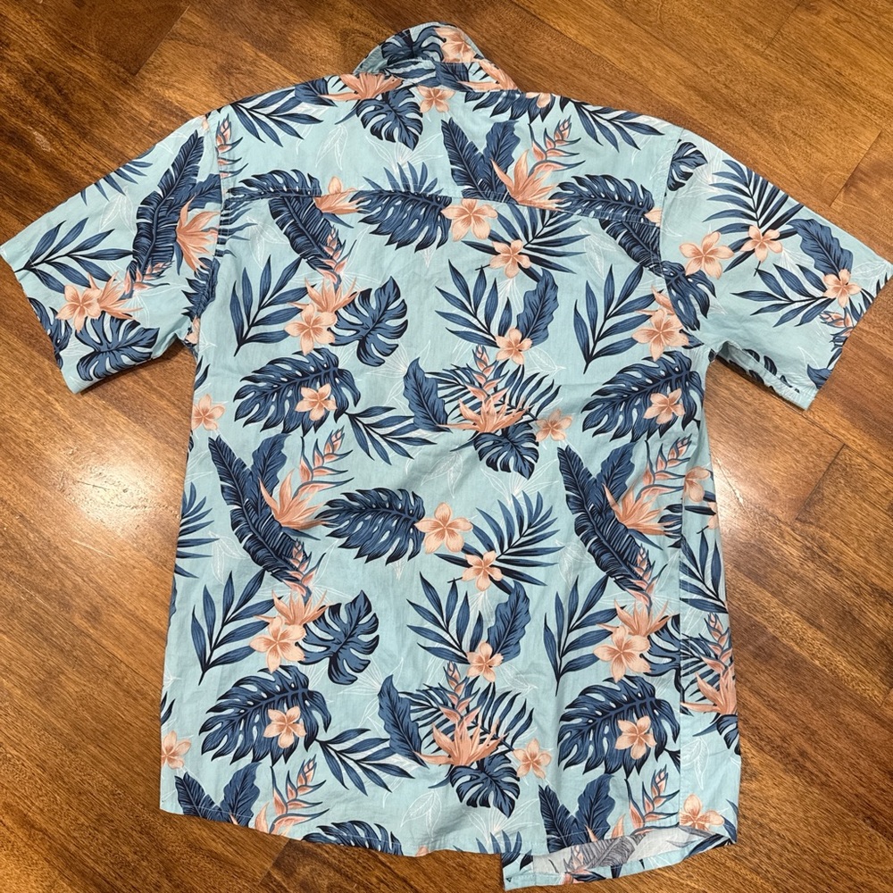 Quiksilver Tropical Blue and Peach Shirt - Picture 3 of 3